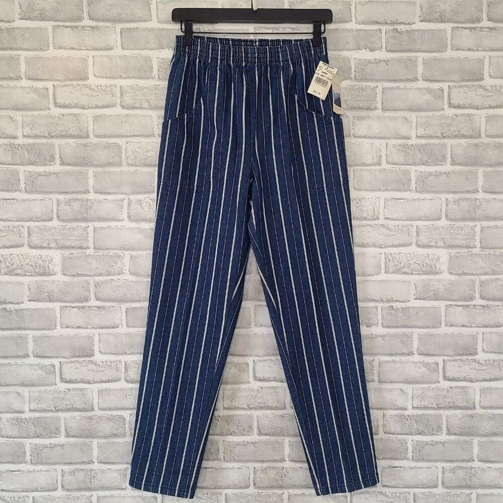 Vintage 90s Cascade Blues High Rise Blue Jeans Striped USA 6 Short NEW Old Stock